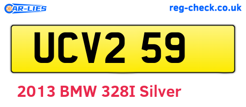 UCV259 are the vehicle registration plates.