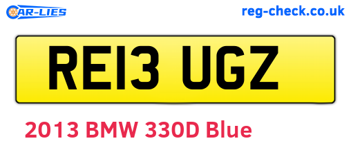 RE13UGZ are the vehicle registration plates.