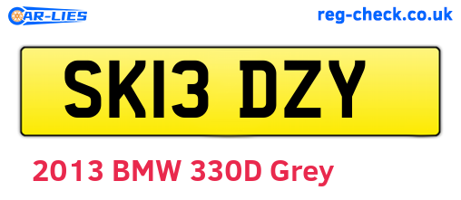 SK13DZY are the vehicle registration plates.