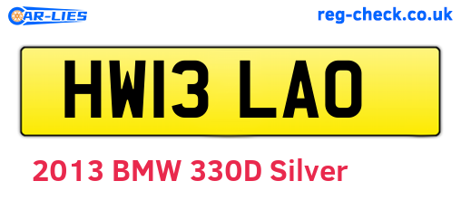 HW13LAO are the vehicle registration plates.