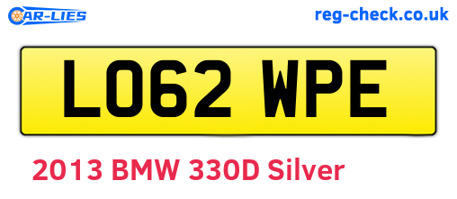 LO62WPE are the vehicle registration plates.
