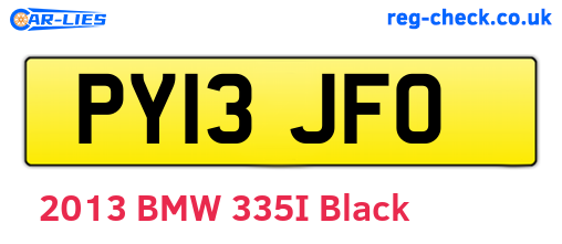 PY13JFO are the vehicle registration plates.