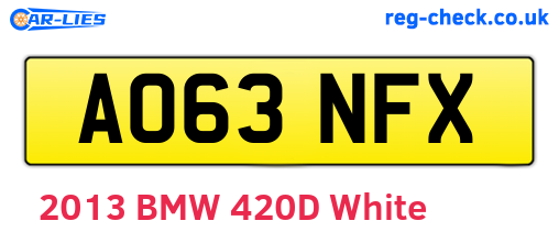 AO63NFX are the vehicle registration plates.