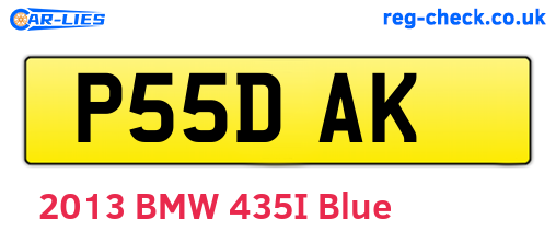 P55DAK are the vehicle registration plates.