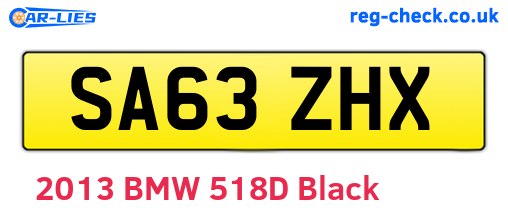 SA63ZHX are the vehicle registration plates.