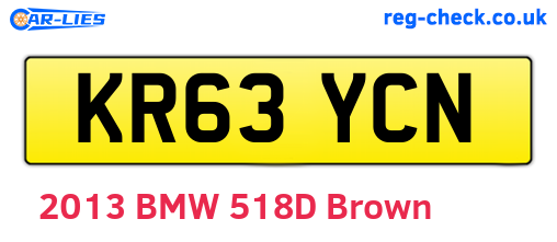 KR63YCN are the vehicle registration plates.