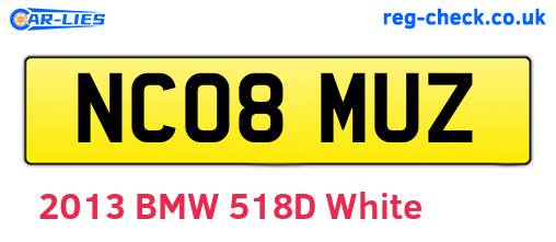 NC08MUZ are the vehicle registration plates.