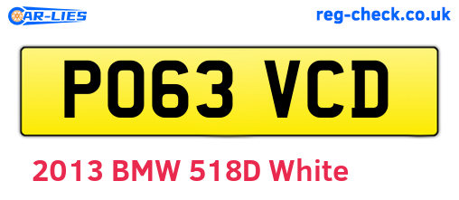 PO63VCD are the vehicle registration plates.
