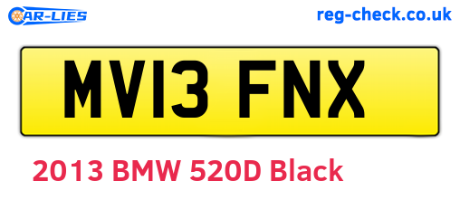 MV13FNX are the vehicle registration plates.