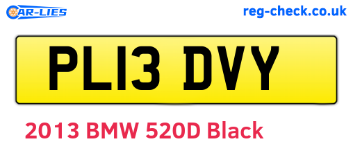 PL13DVY are the vehicle registration plates.