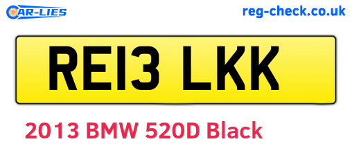 RE13LKK are the vehicle registration plates.