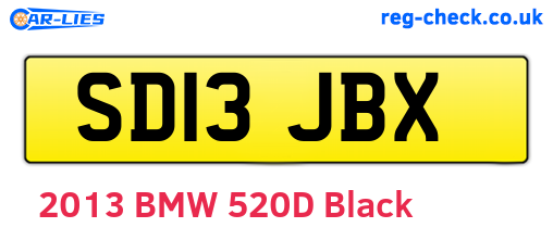 SD13JBX are the vehicle registration plates.