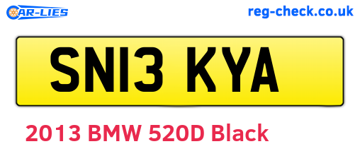 SN13KYA are the vehicle registration plates.