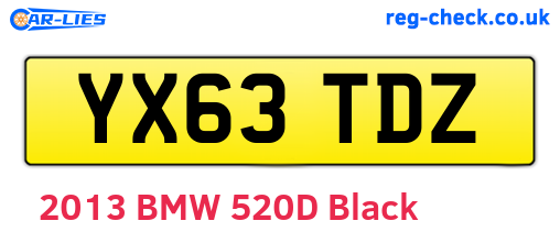 YX63TDZ are the vehicle registration plates.