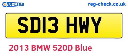 SD13HWY are the vehicle registration plates.
