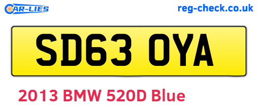 SD63OYA are the vehicle registration plates.