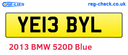 YE13BYL are the vehicle registration plates.