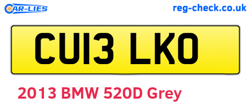 CU13LKO are the vehicle registration plates.