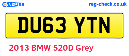 DU63YTN are the vehicle registration plates.