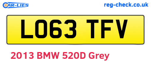 LO63TFV are the vehicle registration plates.