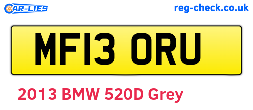 MF13ORU are the vehicle registration plates.