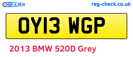 OY13WGP are the vehicle registration plates.