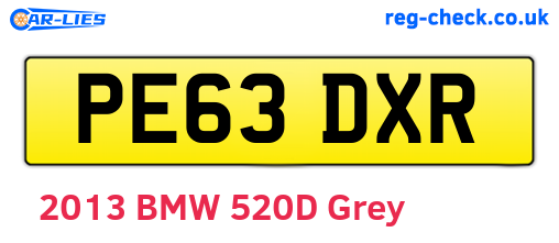 PE63DXR are the vehicle registration plates.