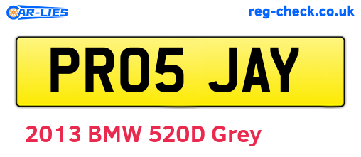 PR05JAY are the vehicle registration plates.