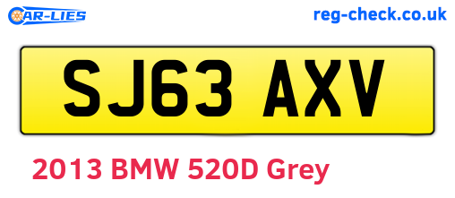 SJ63AXV are the vehicle registration plates.