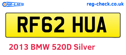 RF62HUA are the vehicle registration plates.