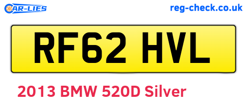 RF62HVL are the vehicle registration plates.