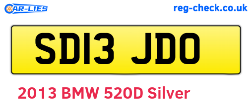 SD13JDO are the vehicle registration plates.