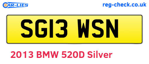 SG13WSN are the vehicle registration plates.