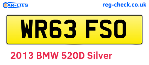 WR63FSO are the vehicle registration plates.