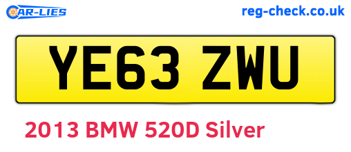 YE63ZWU are the vehicle registration plates.