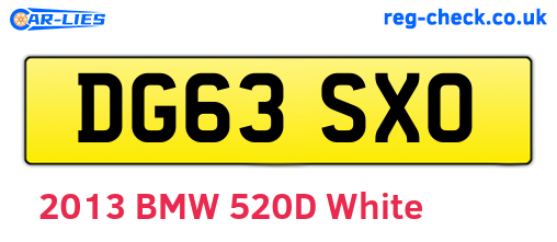 DG63SXO are the vehicle registration plates.