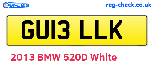 GU13LLK are the vehicle registration plates.