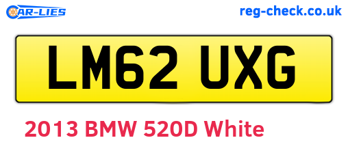 LM62UXG are the vehicle registration plates.