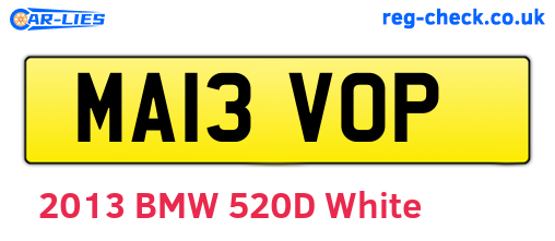 MA13VOP are the vehicle registration plates.