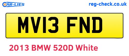 MV13FND are the vehicle registration plates.