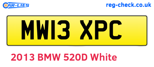 MW13XPC are the vehicle registration plates.