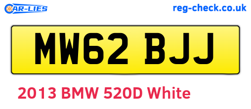 MW62BJJ are the vehicle registration plates.
