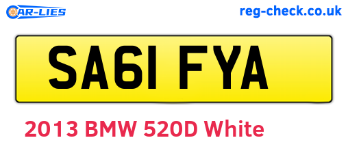 SA61FYA are the vehicle registration plates.