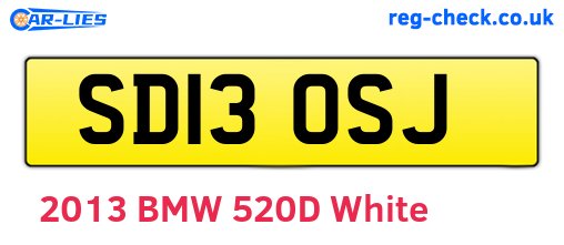 SD13OSJ are the vehicle registration plates.