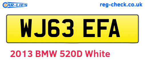 WJ63EFA are the vehicle registration plates.