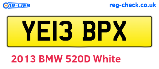 YE13BPX are the vehicle registration plates.