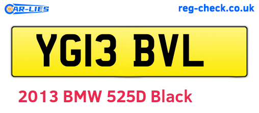 YG13BVL are the vehicle registration plates.