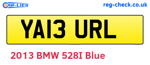 YA13URL are the vehicle registration plates.