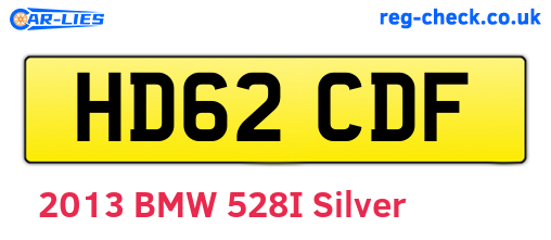 HD62CDF are the vehicle registration plates.