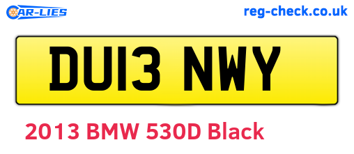 DU13NWY are the vehicle registration plates.